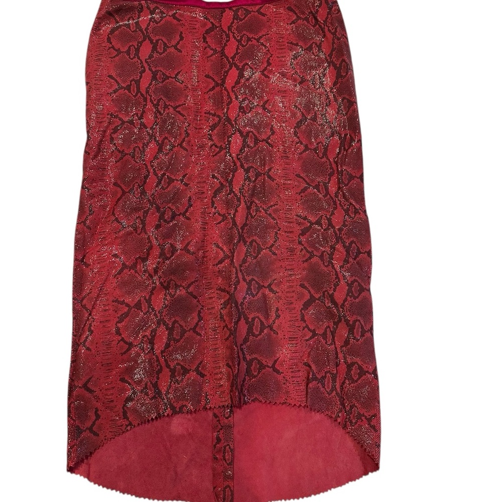 William B Red Snake Print Leather Skirt